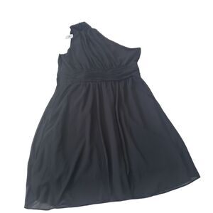 Banana Republic Dress One Shoulder Knee Length Black Size 16 Ruched Waist New